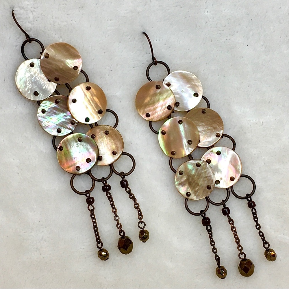 Mother of Pearl Boho Chandelier Drop Earrings